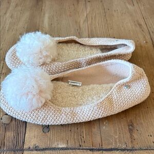 UGG Andy Pink  Knit Slippers with Fluffy Pom-Poms
